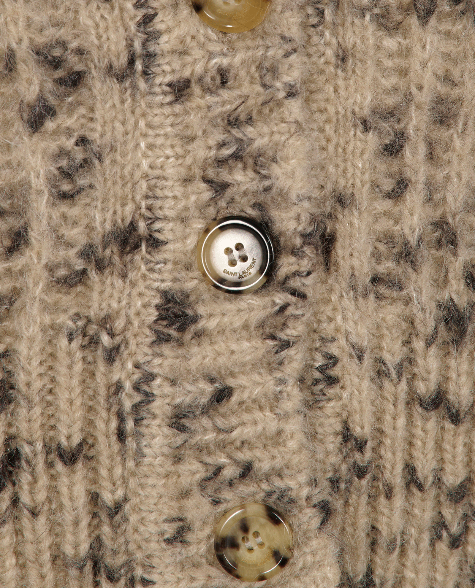 Saint Laurent Cable-Knit Cardigan, &pound;320, Clothing, Beige, Mohair/Wool, Other view