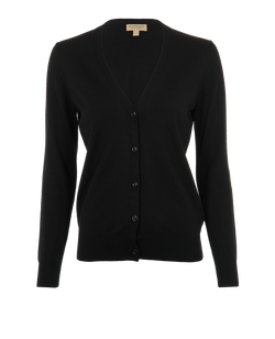 Burberry Elbow-Patched Cardigan, Merino Wool, Black, Sz S, 3* Jumper