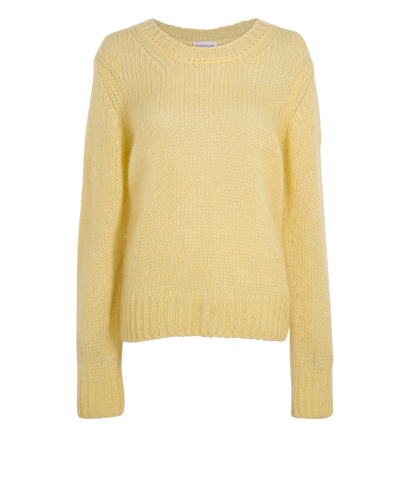Moncler Logo Patch Knitted Jumper, &pound;240, Clothing, Yellow, Mohair/Polyester (Polymer), Front view