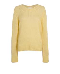 Moncler Logo Patch Knitted Jumper, Mohair/Poly, Yellow, Sz L, 3*