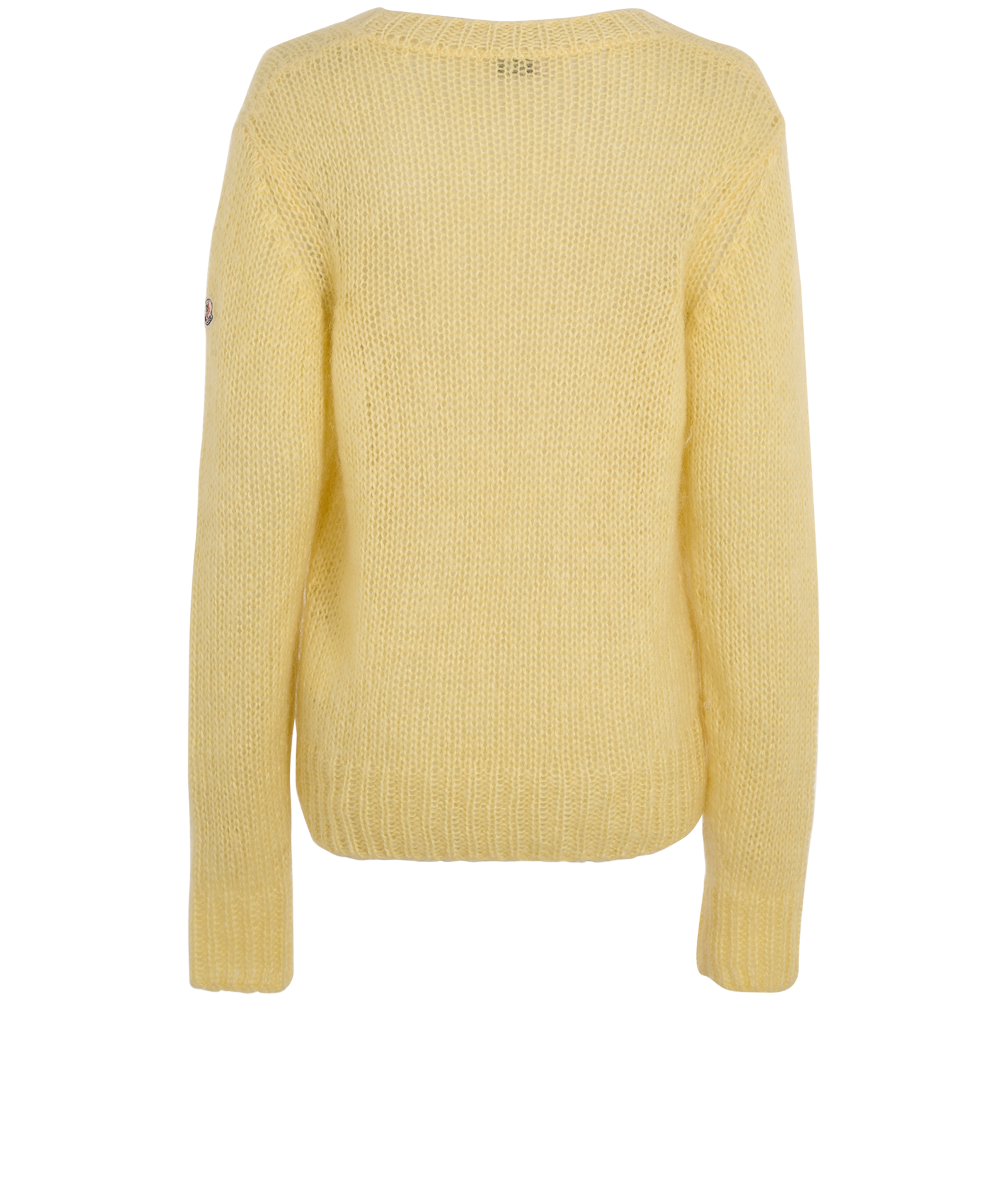 Moncler Logo Patch Knitted Jumper, &pound;240, Clothing, Yellow, Mohair/Polyester (Polymer), Back view