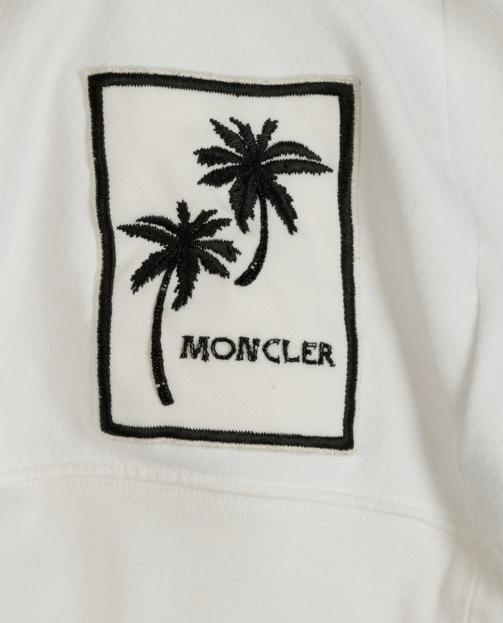 Moncler Palm Tree Embroidered Jumper, &pound;220, Clothing, White, Cotton, Other view