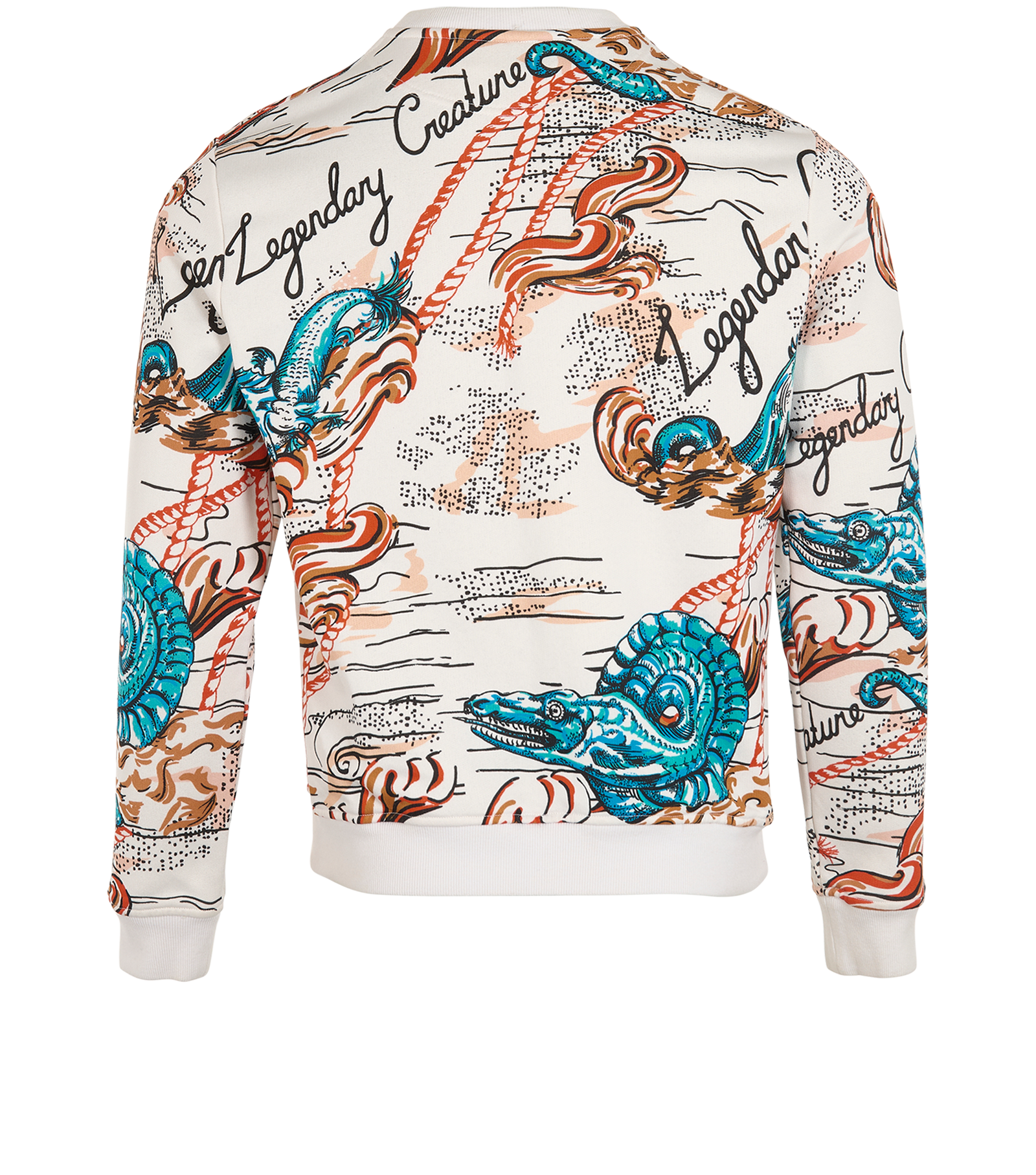 Alexander McQueen Legendary Creature Jumper, &pound;220, Clothing, Black/Blue/Cream/Orange, Cotton, Back view