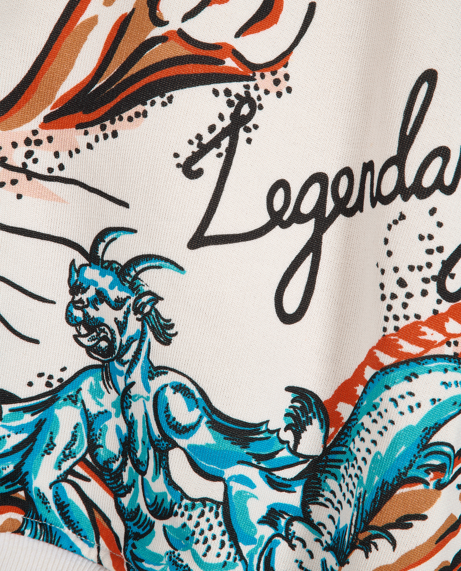 Alexander McQueen Legendary Creature Jumper, &pound;220, Clothing, Black/Blue/Cream/Orange, Cotton, Other view