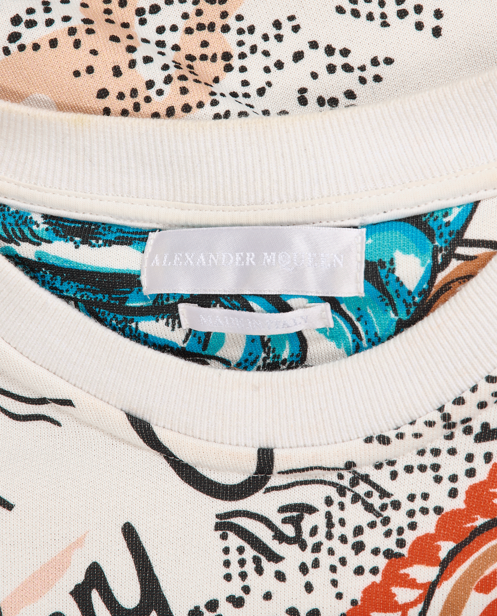 Alexander McQueen Legendary Creature Jumper, &pound;220, Clothing, Black/Blue/Cream/Orange, Cotton, Other view