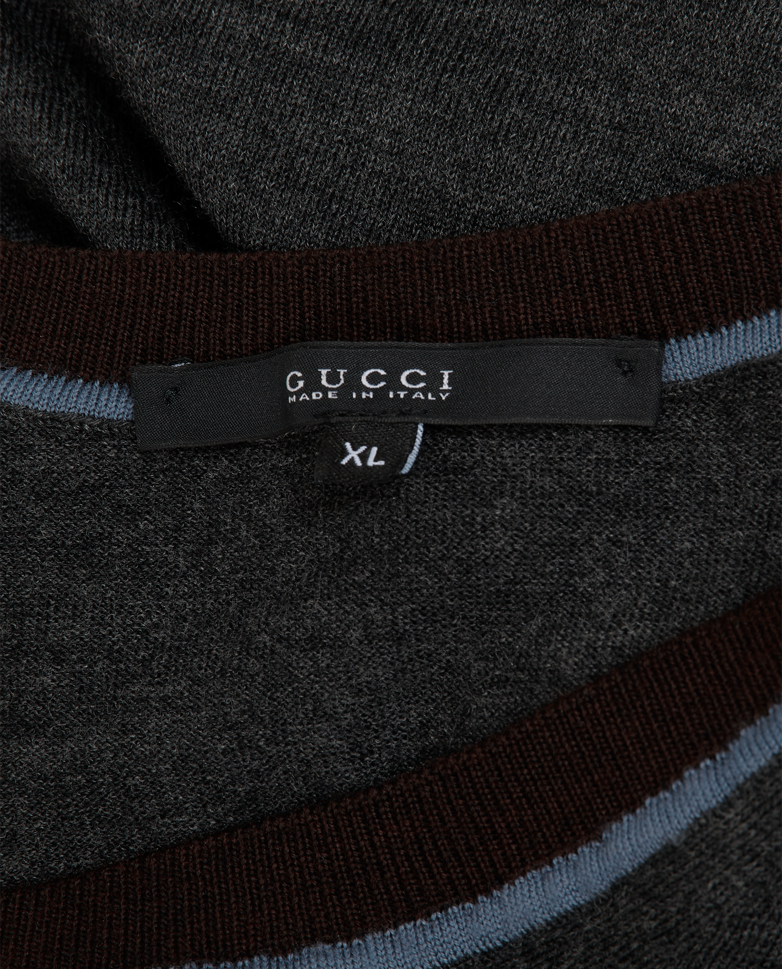 Gucci V Neck Jumper, &pound;260, Clothing, Grey, Wool, Other view