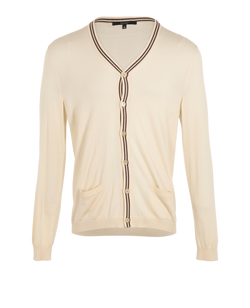 Gucci V Neck Cardigan, Mens, Cashmere/Wool/Silk, Cream, Sz XL, 2*
