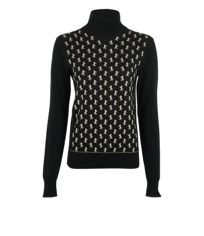 Chloe Horse Print Jumper, &pound;230, Clothing, Black, Wool, Front view