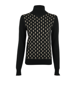 Chloe Horse Print Jumper, Wool, Black/Gold, Sz M, 2*