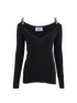 Prada Crystal V-Neck Sweater, &pound;295, Clothing, Black, Cashmere/Silk, Front view