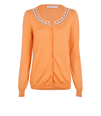 Christian Dior Shellfish Embellished Cardigan, £380, Clothing, Orange, Wool, Front view