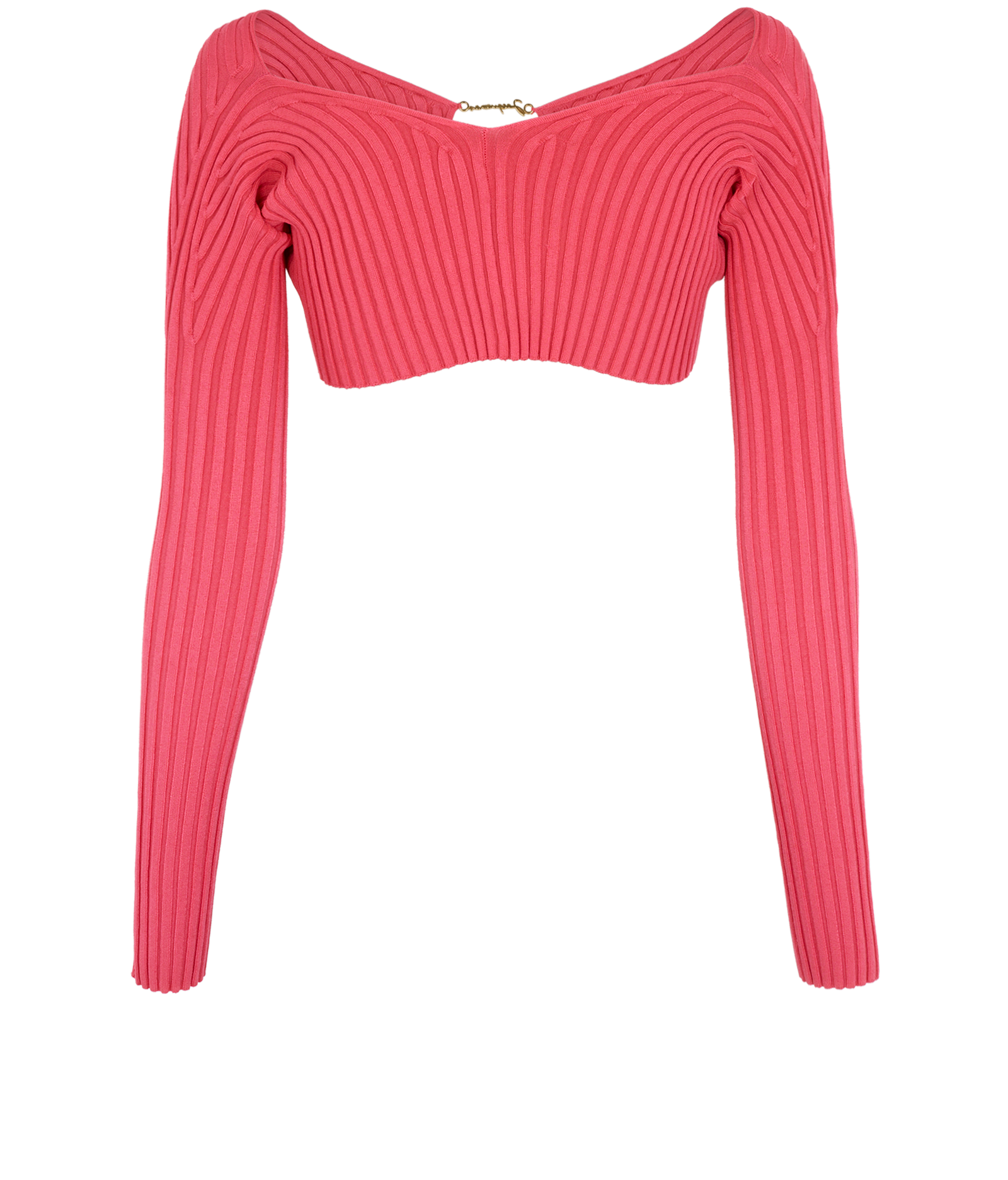 Jacquemus La Maille Pralu Cropped Cardigan, &pound;120, Clothing, Pink, Polyester (Polymer)/Viscose, Back view