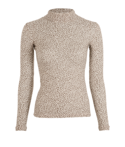 Saint Laurent Leopard Turtleneck Jumper, Wool, White/Taupe, Sz XS, 3*