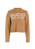 Gucci Intarsia-Knit Logo Jumper, &pound;290, Clothing, Tan, Wool, Front view