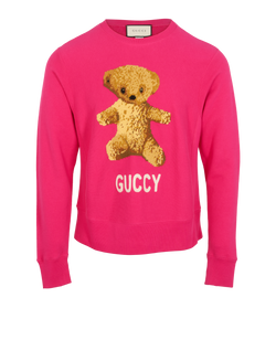 Gucci Bear Embroidered Jumper, Mens, Cotton, Pink, Sz XS, 3*