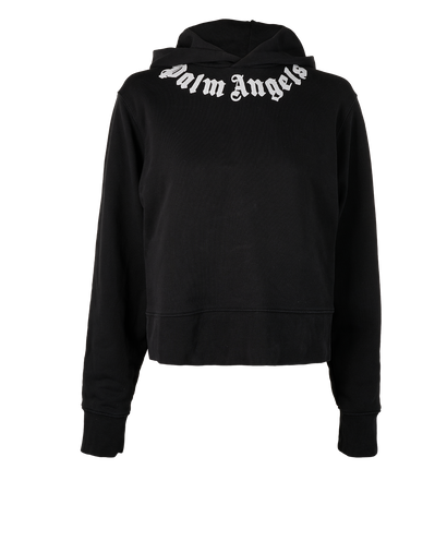 Palm Angels Logo Print Hoodie, &pound;110, Clothing, Black, Cotton, Front view
