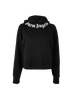 Palm Angels Logo Print Hoodie, &pound;110, Clothing, Black, Cotton, Front view
