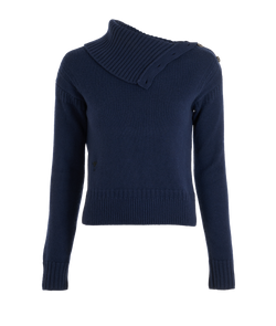 Christian Dior High Neck Jumper, Cashmere, Blue, UK6, 2*