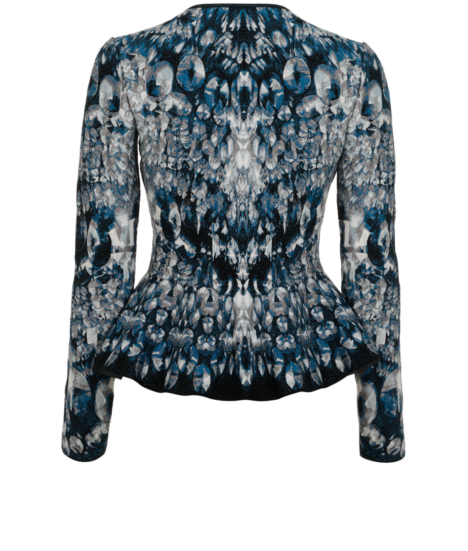 Alexander McQueen Peplum Cardigan, &pound;140, Clothing, Blue, Silk/Viscose, Back view