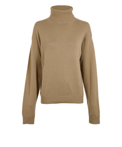 Prada Triangle Patch Turtleneck Jumper, &pound;410, Clothing, Beige, Cashmere, Front view
