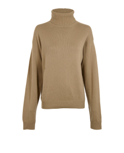 Prada Triangle Patch Turtleneck Jumper, Cashmere, Beige, UK10, 2*