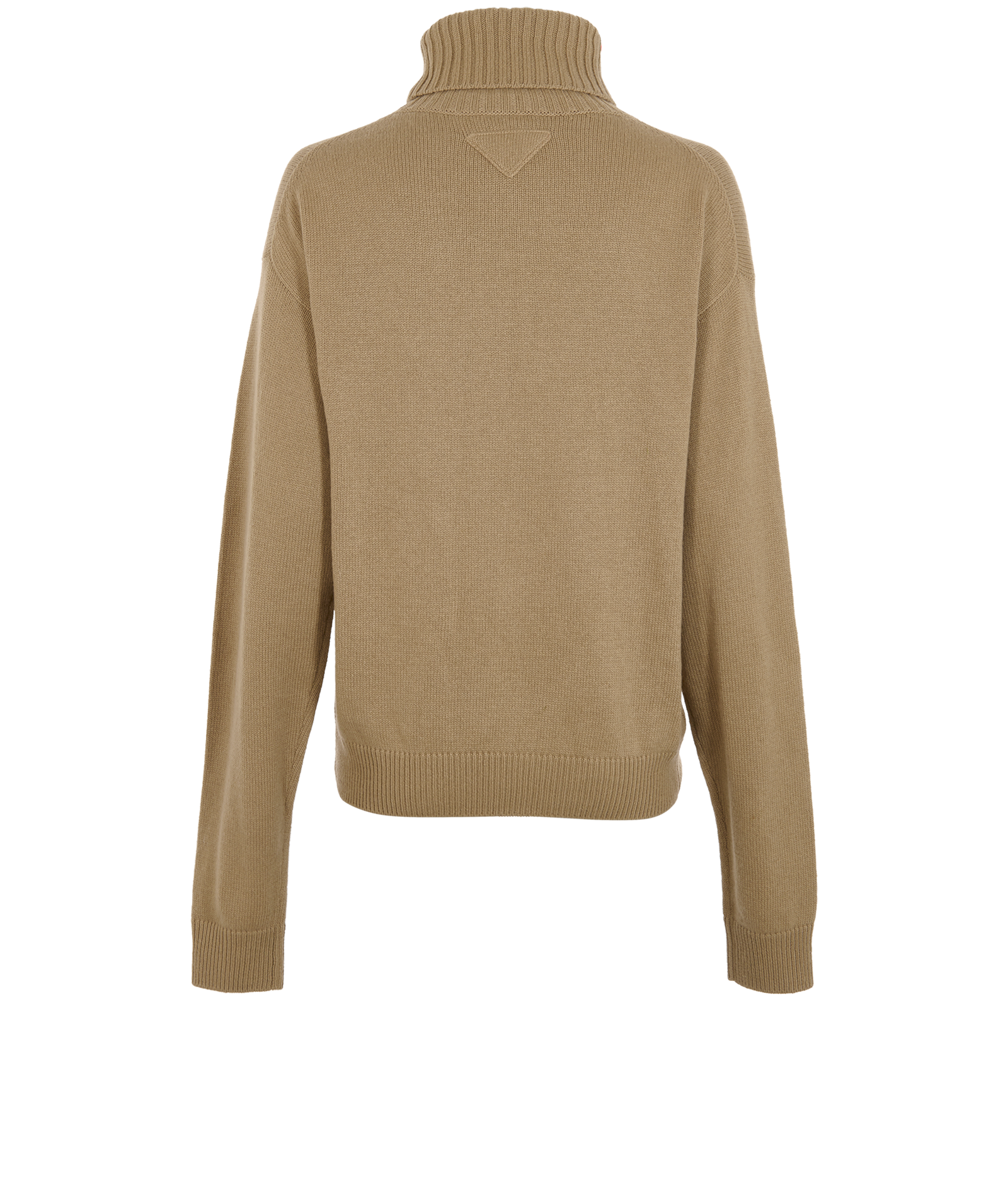 Prada Triangle Patch Turtleneck Jumper, &pound;410, Clothing, Beige, Cashmere, Back view