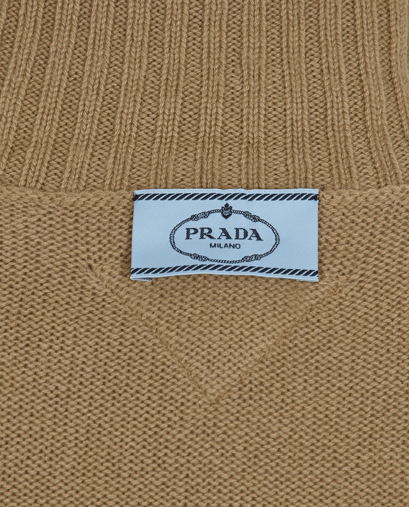 Prada Triangle Patch Turtleneck Jumper, &pound;410, Clothing, Beige, Cashmere, Other view