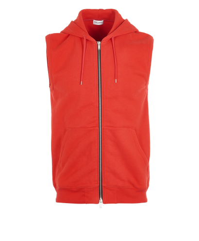 Saint Laurent Zip Up Hoodie Vest, &pound;220, Clothing, Red, Cotton, Front view