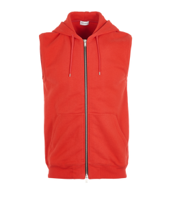 Saint Laurent Zip Up Hoodie Vest, Mens, Cotton, Red, Sz S, 3*