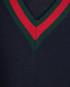 Gucci Web V-Neck Jumper, &pound;350, Clothing, Navy, Wool, Other view