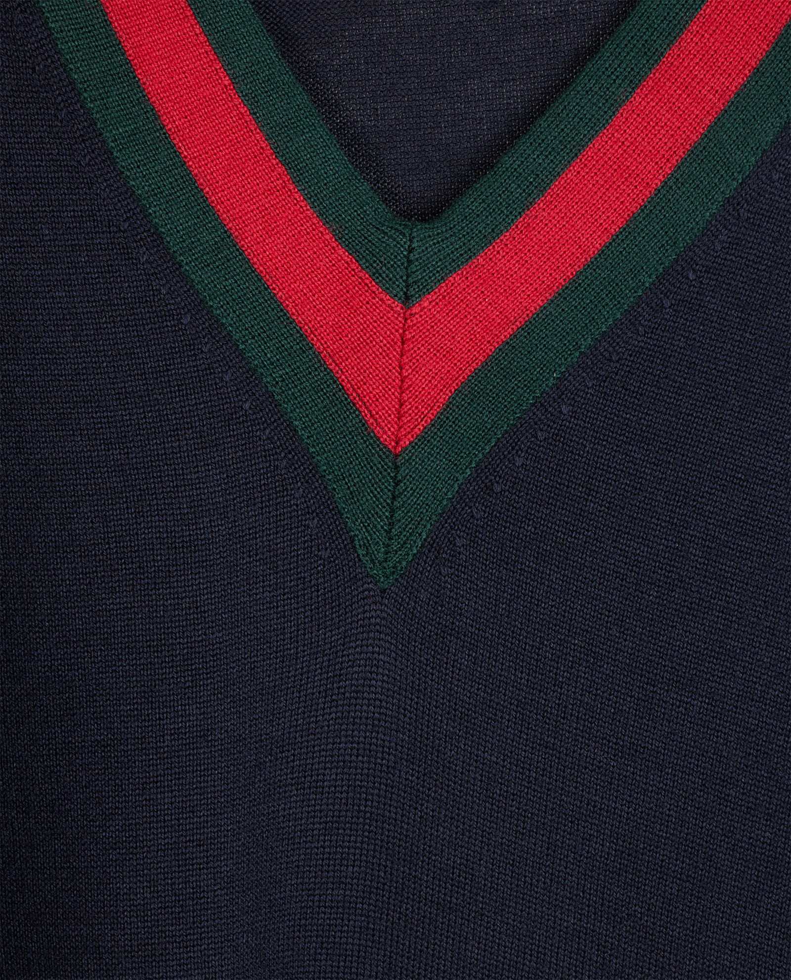 Gucci Web V-Neck Jumper, &pound;350, Clothing, Navy, Wool, Other view