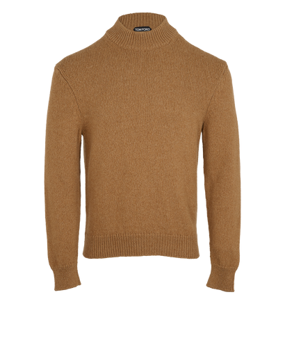 Tom Ford Mock Neck Sweater, &pound;320, Clothing, Brown, Cashmere, Front view