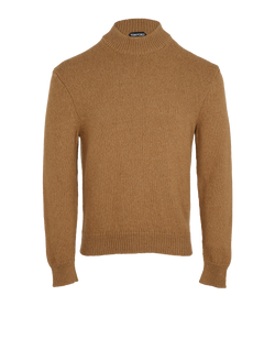 Tom Ford Mock Neck Sweater, Mens, Cashmere, Brown, Sz L, 3*