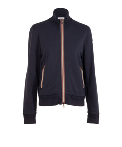 Moncler Zip Up Cardigan, Cotton, Navy, Sz M, 2*