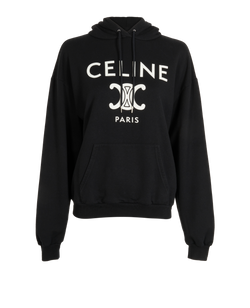 Celine Triomphe Logo Hoodie, Cotton/Cashmere, Black, Sz M, 2*