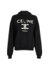 Celine Triomphe Logo Hoodie, &pound;275, Clothing, Black, Cashmere/Cotton, Front view