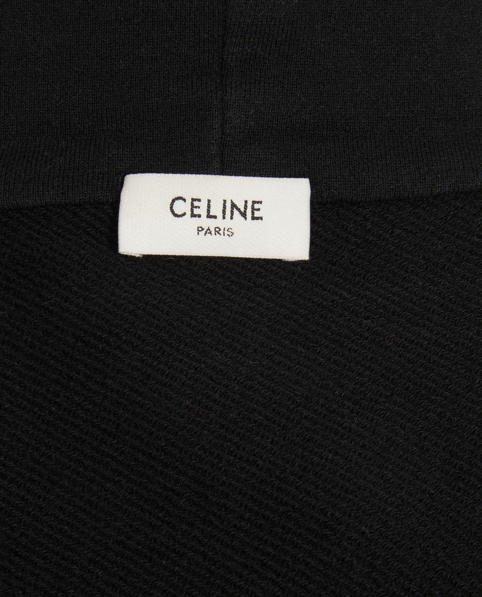 Celine Triomphe Logo Hoodie, &pound;275, Clothing, Black, Cashmere/Cotton, Other view