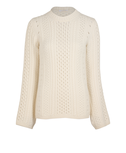 Chloe Cable Knit Pullover, &pound;150, Clothing, Cream, Wool, Front view