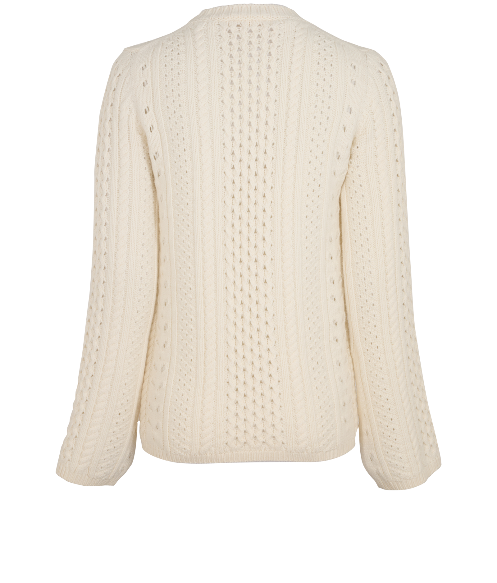 Chloe Cable Knit Pullover, &pound;150, Clothing, Cream, Wool, Back view