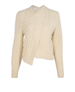 Victoria Beckham Chunky Cable Cropped Jumper, Wool, Cream, sz S, 2*