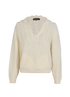 Loro Piana Cable Knit Polo Jumper, &pound;295, Clothing, Cream, Cashmere/Mohair, Front view