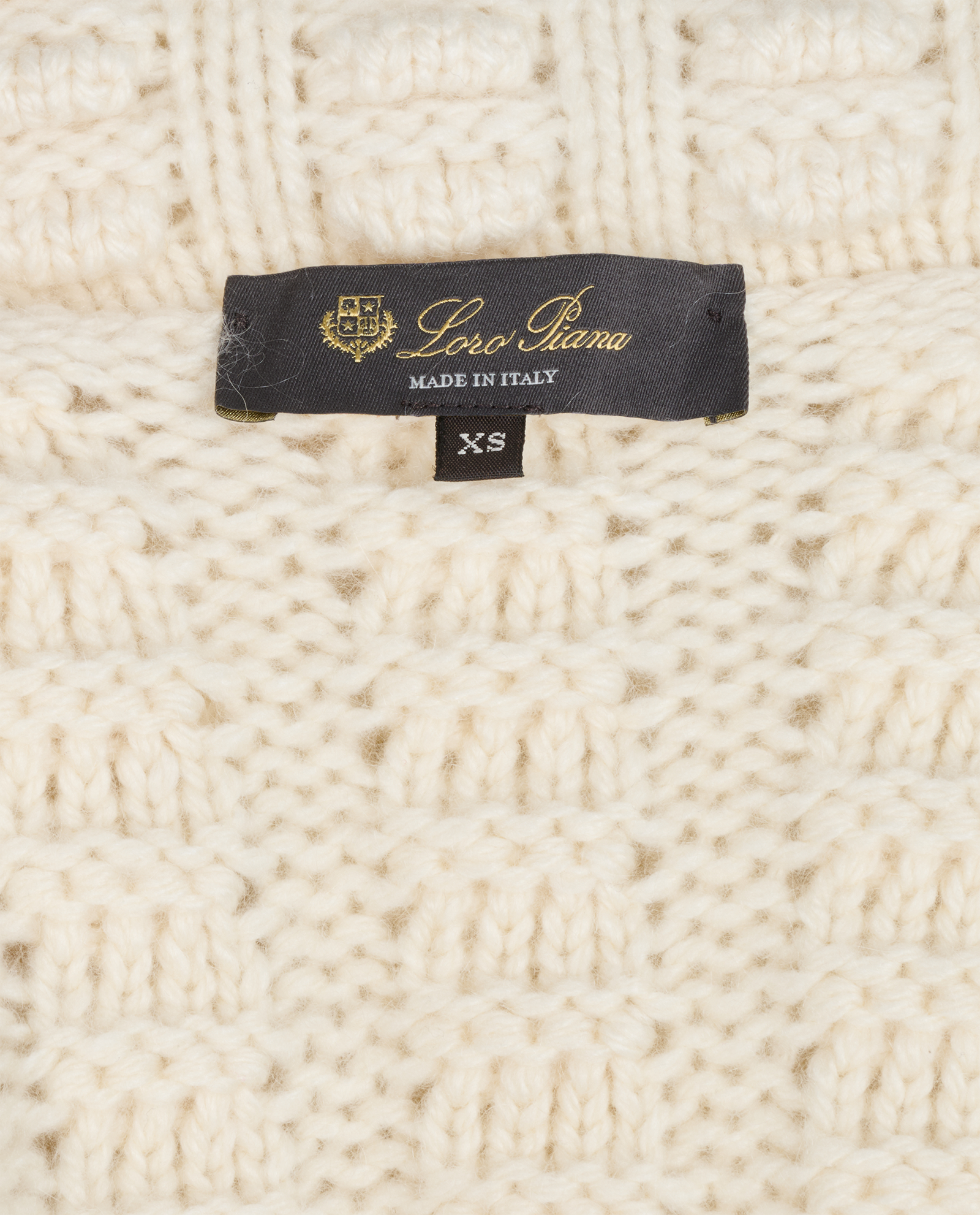 Loro Piana Cable Knit Polo Jumper, &pound;295, Clothing, Cream, Cashmere/Mohair, Other view