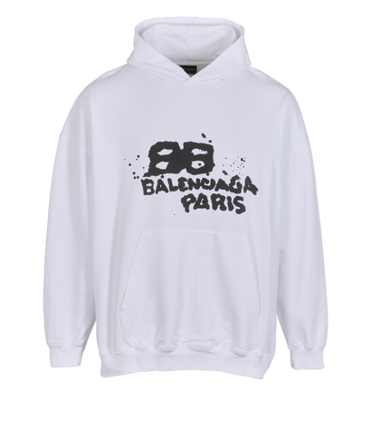 Balenciaga Hand-Drawn BB Icon Fit Jumper, &pound;295, Clothing, White, Cotton, Front view