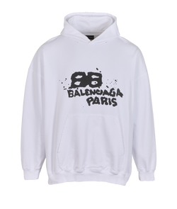 Balenciaga Hand-Drawn BB Icon Fit Jumper, Mens, Cotton, White, Sz Xs, 3*