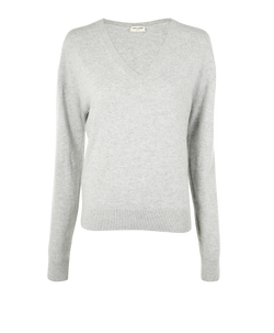 Saint Laurent V-Neck Sweater, Cashmere, Grey, Sz S, 3*