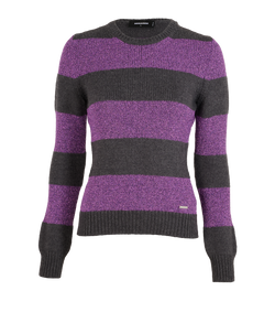 Dsquared2 Lurex Striped Jumper, Wool/Poli, Blk/Purple, Sz L, 2*