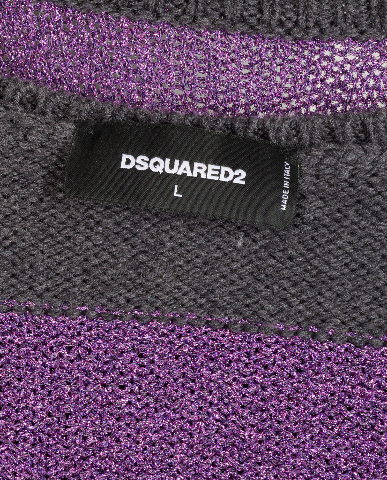 Dsquared2 Lurex Striped Jumper, &pound;110, Clothing, Grey/Purple, Polyester (Polymer)/Wool, Other view