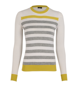 Joseph Stripped Jumper, Cashmere, White, Sz S, 1*