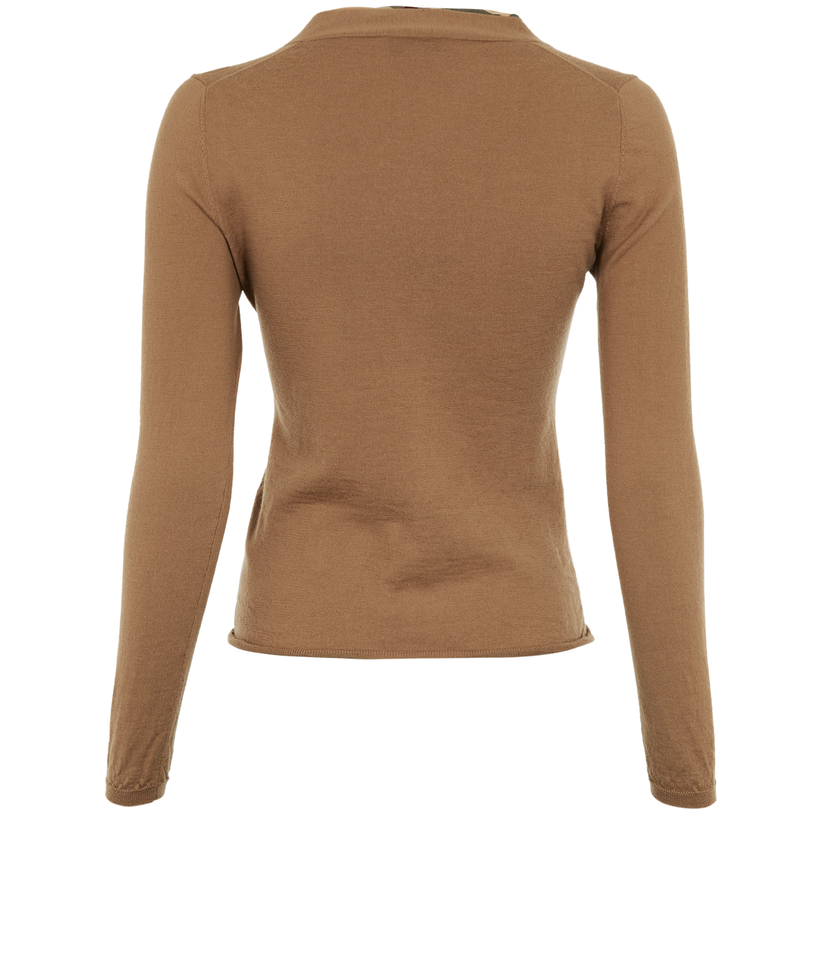 Burberry Plaid Trim Cardigan, &pound;110, Clothing, Beige, Wool, Back view