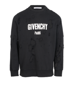 Givenchy Logo Distressed Jumper, Mens, Cotton, Black, Sz M, 2*